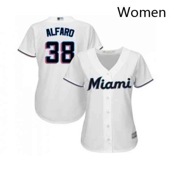 Womens Miami Marlins 38 Jorge Alfaro Replica White Home Cool Base Baseball Jersey